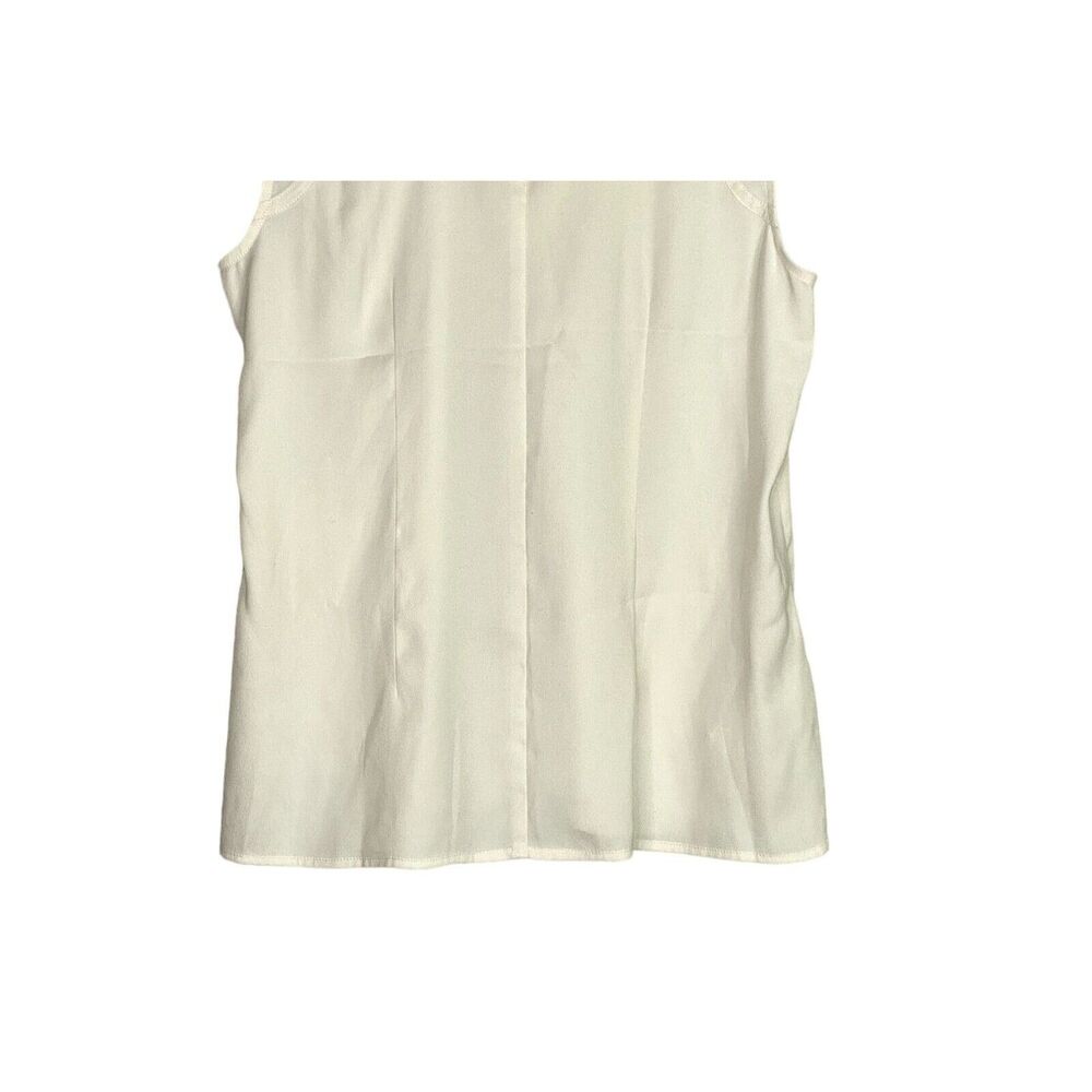 Ann Taylor Collar Button Sleeveless Blouse Slit Hem Back Buttons S Ivory Cream - Picture 3 of 16